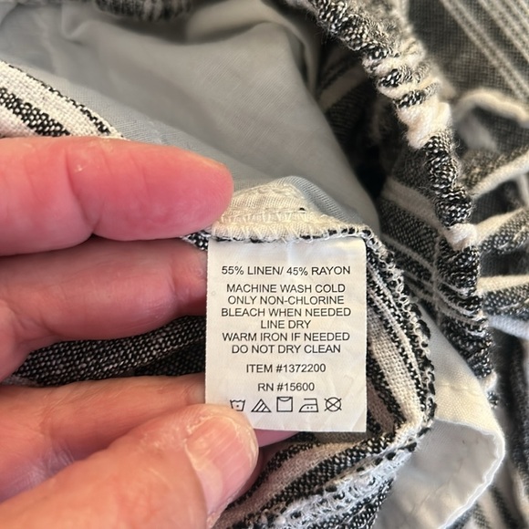 Briggs Linen Rayon Blend Striped Coastal Classic Lounge Wide Leg Pants Sz Large - Picture 7 of 7